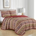 thumbnail image 1 of 3-Piece Reversible Printed Microfiber Bedspread Set – Luxury Feel, Soft & Cozy All-Season Bedding, Lightweight, Includes 1 Bedspread & 2 Shams, King, 1 of 2