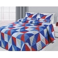 thumbnail image 1 of 3-Piece Reversible Quilted Printed Bedspread Coverlet Blue & Red Geometric - King Size, 1 of 1