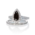 thumbnail image 1 of 3 Piece Ring set, 2 Carat Pear Cut Black and White Diamond Halo Bridal Trio set in Rose Gold 2 matching bands, 1 of 2