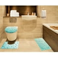thumbnail image 1 of 3 Piece Rock Desing Solid Acqua Color Embossed Memory Foam Plush Anti Slip For Bathroom Rug Mat Lid Cover Set, 1 of 1