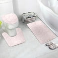 thumbnail image 1 of 3 Piece Rock Memory Foam Bathroom Mat Set Flannel Embossed Rug Mat Toilet Lid Cover 19 Seat Cushion,Pink,Polyester, 1 of 4