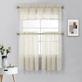 thumbnail image 1 of 3 Piece Rod Pocket Linen Semi Sheer Kitchen Window Curtain Tiers and Valance Set, 1 of 6