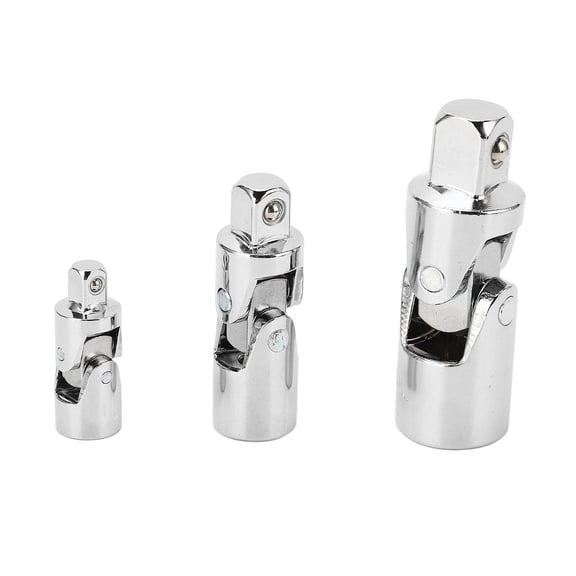 3 Piece Rotatable Universal Joint Socket Adapter Set Drive Swivel Impact Wrench Tools 1/4 in 3/8 in 1/2 in / 6.35 mm 9.52 mm 12.7 mm