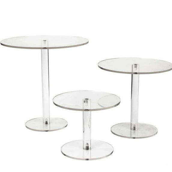 3 Piece Round Clear Acrylic Cake Stand Set Cupcake Display Riser For ...