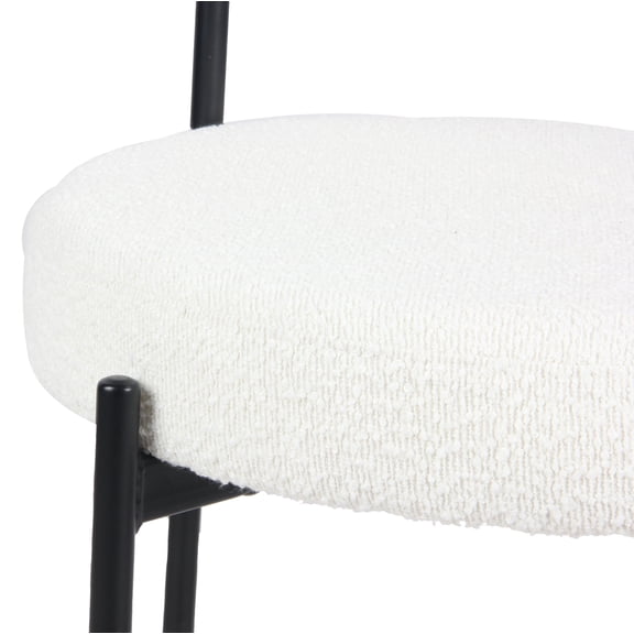 3-Piece Round Dining Set for Small Spaces, Trestle Dining Table with 2 Boucle Chairs White and Multi