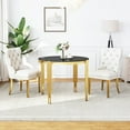 thumbnail image 1 of 3-Piece Round Dining Table Set, Modern Glass Table Irregular Table Legs, and 2 Velvet Tufted Chairs for Kitchens, Living Rooms, Small Spaces, 1 of 8