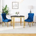 thumbnail image 1 of 3-Piece Round Dining Table Set, Modern Glass Table Irregular Table Legs, and 2 Velvet Tufted Chairs for Kitchens, Living Rooms, Small Spaces, 1 of 8
