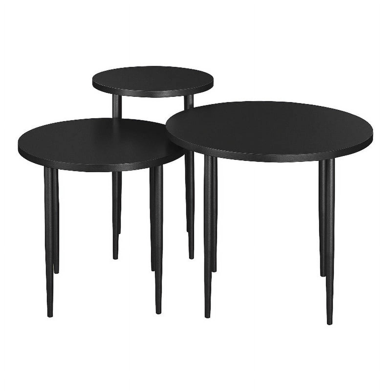 3Piece Round Nesting Coffee Table Set Black