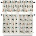 thumbnail image 1 of 3 Piece Rowley Birds Colorful Animal Kitchen Curtains, Tier and Valance Rod Pocket Window Curtains Set Orange Buffalo Check Cafe Curtains for Kitchen Valances Window Treatment 54X18in+27x24in×2, 1 of 5