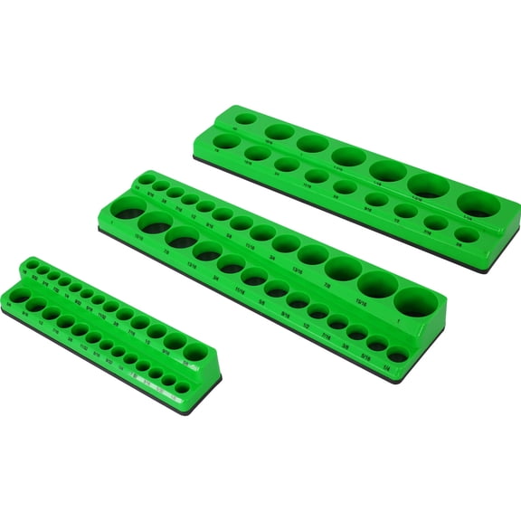 3 Piece SAE Magnetic Socket Organizers, Socket Organizers for Toolboxes, Socket Organizer, Magnetic Socket Holder, Black Tool Box Organizer,green,SAE,