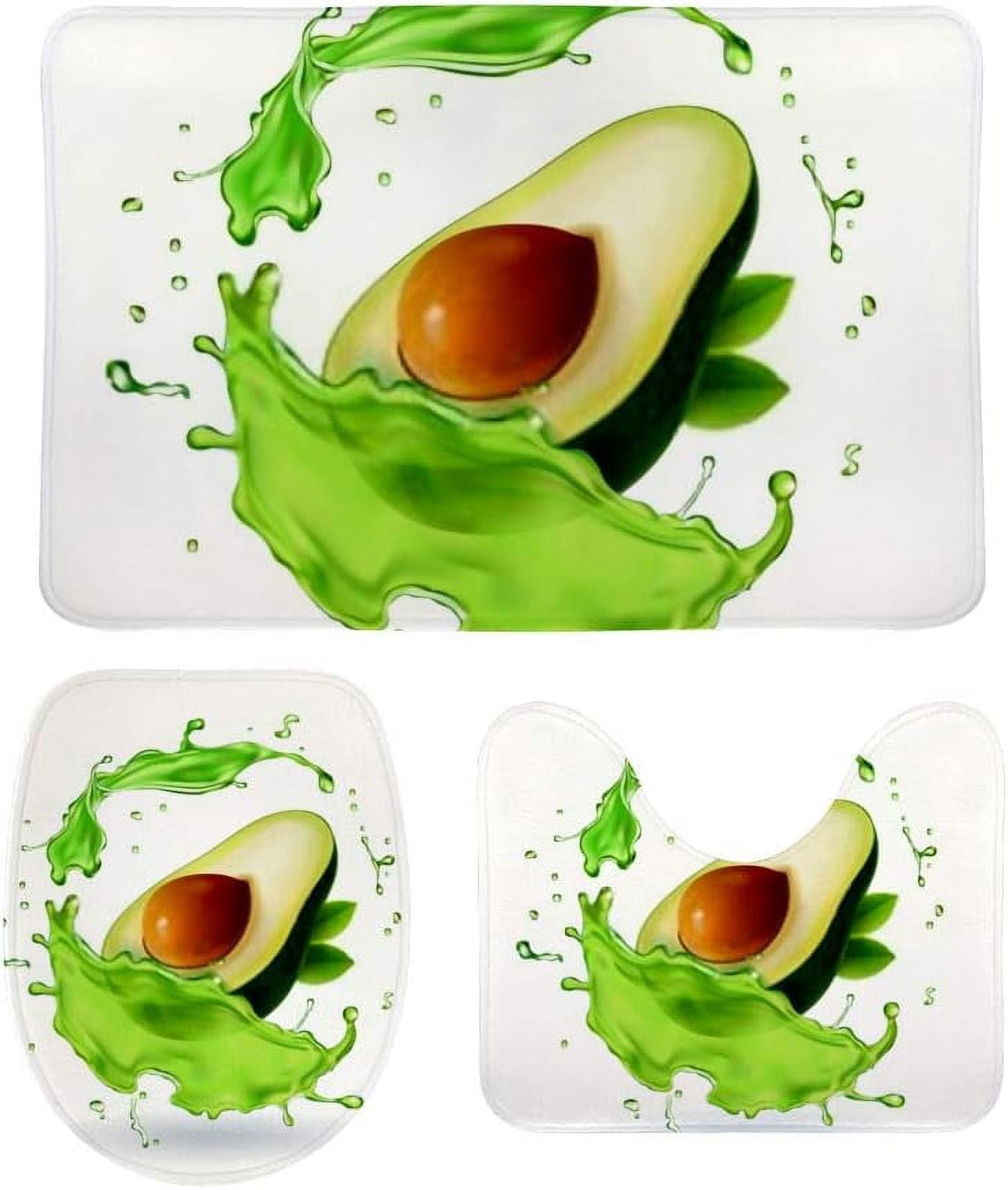 3 Piece SKYSONIC Non-Slip Bathroom Rug Set Avocado Fruit Juice Splash ...