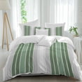 thumbnail image 1 of 3 Piece Sage Green Grey Stripe Duvet Cover Set Full Size, Microfiber Comforter/Quilt Cover with Corner Ties and 2 Pillowcases, Farmhouse Simple Striped All Season Soft Bedding with Zipper Closure, 1 of 8
