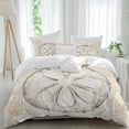 thumbnail image 1 of 3 Piece Sand Dollar Coastal Duvet Cover Set Queen Size, Microfiber Comforter/Quilt Cover with Corner Ties and 2 Pillowcases, Summer Beach Beige Sea All Season Soft Bedding with Zipper Closure, 1 of 8