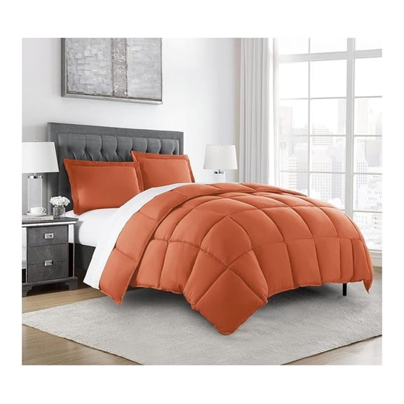 3-Piece All Season King er Set Rust Orange, Soft Quilted Down Alernative Duvet Insert with Corner Tabs, Lightweight Microfiber Bedding, 102 x 90 Inches