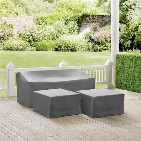 3 Piece Sectional Cover Set With Sofa, 2 Square Table & Ottoman - Gray