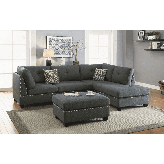3-Piece Sectional Sofas in Blue Gray | Perfect for Small Spaces & Family Gatherings