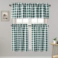 thumbnail image 1 of 3 Piece Semi Sheer Kitchen Curtains - Light Filtering Buffalo Plaid Tier and Valance Window Curtains Set, Forest Green and White, 52 W x 18 L (1 Panel) + 26 W x 36 L (2 Panels), 1 of 6