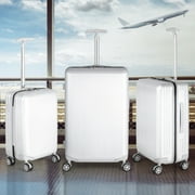 3-Piece Set (20/24/28) Suitcases Hardside Luggage with Spinner Wheels,Pure White