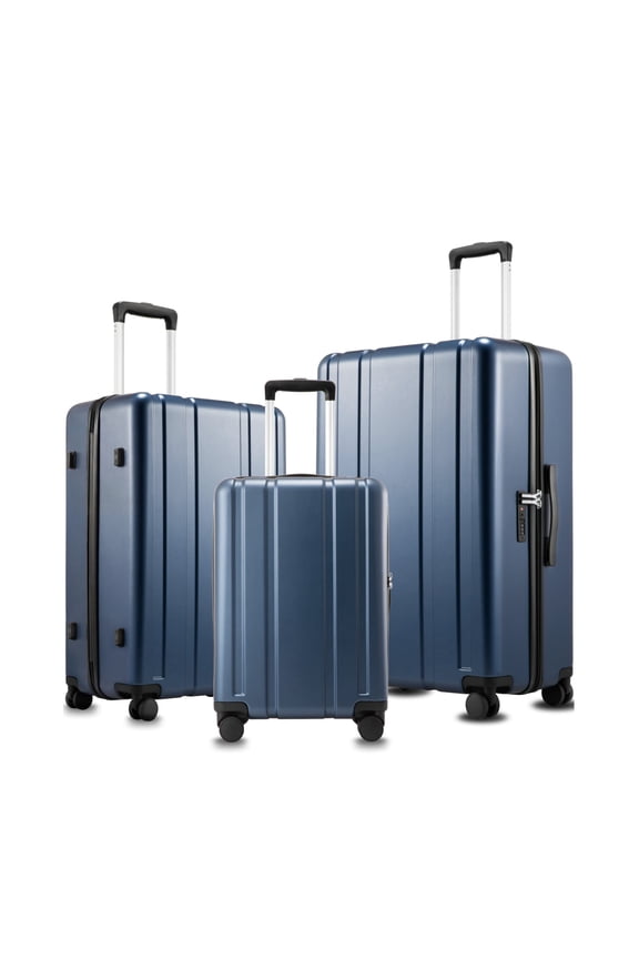 3-Piece Set 20/24/28inch Polycarbonate Luggage, Hardside Spinner Suitcase with TSA Lock,Black - EX-Core
