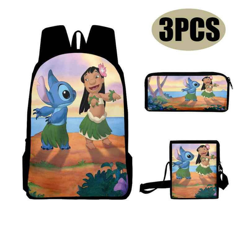 3-piece Disney Stitch Kids Backpack Set - Cartoon Stitch Print