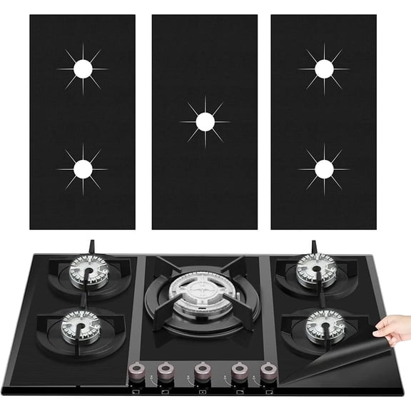 3-Piece Set of Gas Stove Guards, Easy-Clean and Reusable Stove Surface Shields, Heat-Resistant Liners for Gas Range, Protective Burner Covers for Gas Stovetop (1Pc)