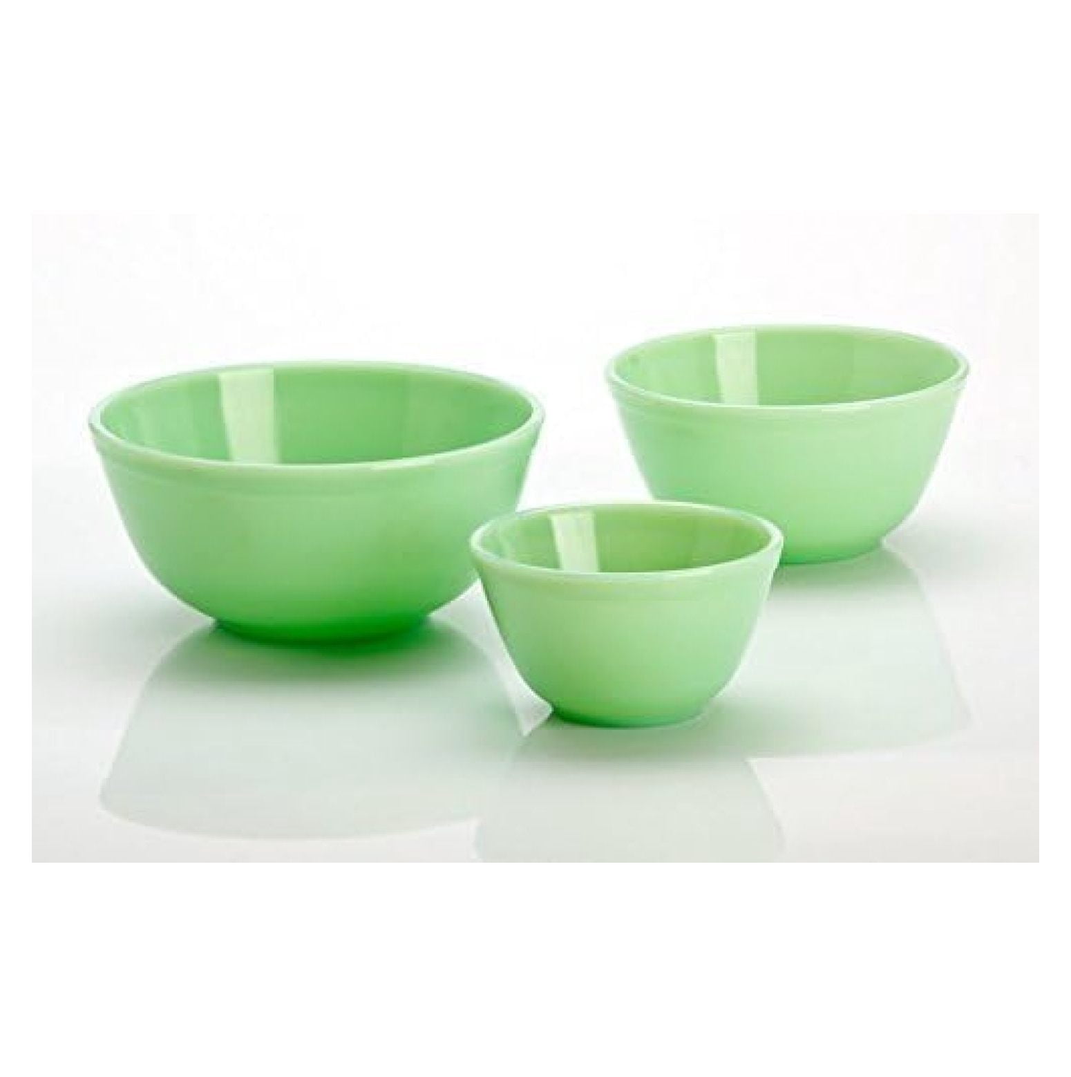 3-Piece Jade Green Milk Glass Mixing Bowl Set – Handmade Vintage Nesting Bowls, 20oz, 40oz, 65oz, For Kitchen & Display