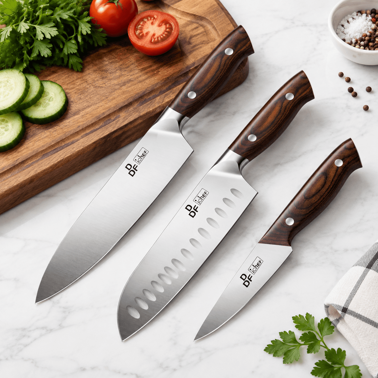 3 Piece Set High Carbon Stainless Steel And Pakkawood Handles - Walmart.com
