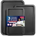 thumbnail image 1 of 3 Piece Set Nonstick Carbon Steel Oven Bakeware -Professional Quality Kitchen Cooking Baking Trays Small, Medium & Large Baking Sheet Pans, 1 of 7