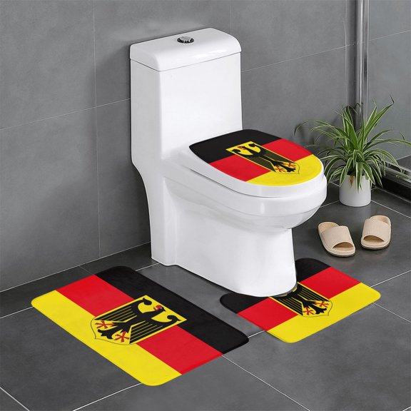 3-Piece Set Of Non-Slip Water Absorbent Bathroom Mats Washable Microfiber Bathroom Mat Set Germany German Flag