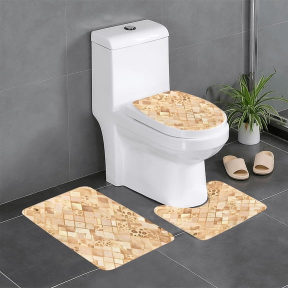 3-Piece Set Of Non-Slip Water Absorbent Bathroom Mats Washable Microfiber Bathroom Mat Set Rose Gold Leopard Print Animal Skin Texture_2
