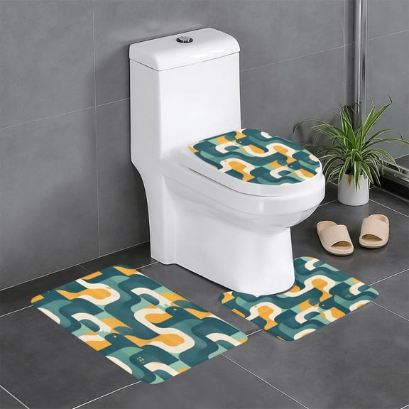 3-Piece Set Of Non-Slip Water Absorbent Bathroom Mats Washable Microfiber Bathroom Mat Set Snake Print Style Slateblue_1