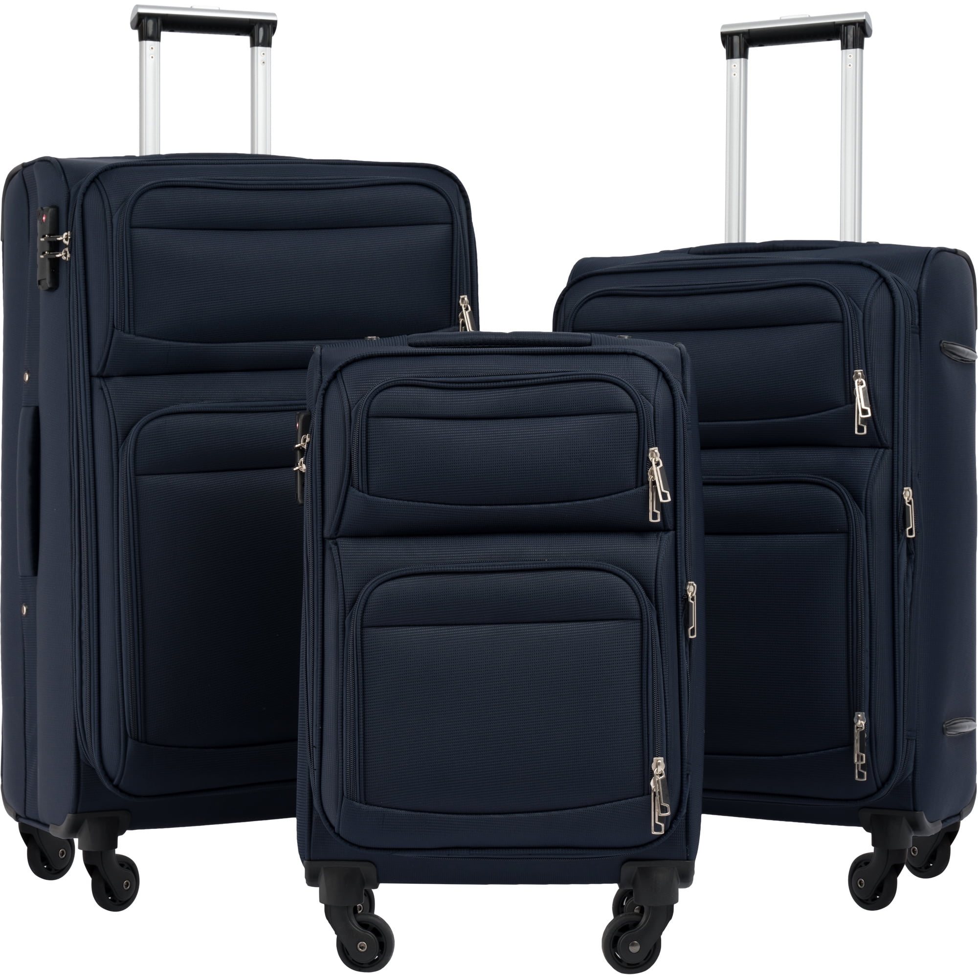 3 Piece Set Softside Expandable Lightweight Spinner Suitcases, Aukfa ...
