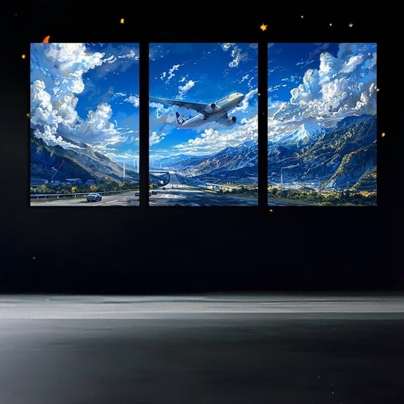 3-Piece Set of Stunning Tornado Landing Canvas Wall Art - Frameless, High-Quality Home and Office Decoration, Perfect Gift, Suitable for Room Decoration, Frameless Canvas Painting