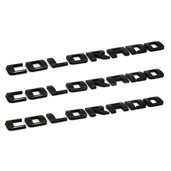3-Piece Set Tailgate Badge Emblem for 03-18 Colorado Gloss Black 11" x 1.2"