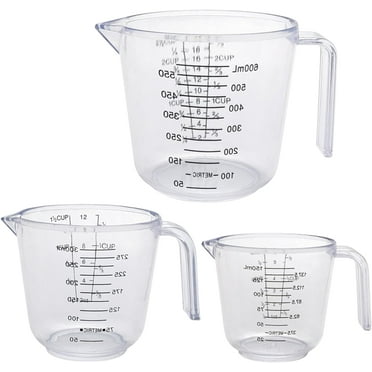 3-Piece Set Unbreakable Plastic Measuring Cups, Food-Grade Measuring Jugs, 150/300/600ml Capacity, Stackable and Dishwasher-Safe, Great for Oil, Vinegar, Flour, More