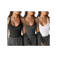 thumbnail image 1 of 3-Piece Set Women's V-Neck Ribbed Long Slim Fit Basic Tank Tops, 1 of 5