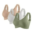 thumbnail image 1 of 3 Piece Set Womens Wireless Bras Full Coverage Wide Shoulder Straps Push up High Support Bralettes Sports Fitness (3XL, Khaki,Green,White), 1 of 2