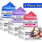 3-Piece Set ikzee Coloring Hair Wax Rose Red + Purple + Blue, Hair Styling Clay for Cosplay Party, for Women Men Kids
