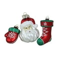 thumbnail image 1 of Santa, Mitten and Stocking Glass Christmas Ornaments - 4.25" (108mm) - Set of 3, 1 of 3