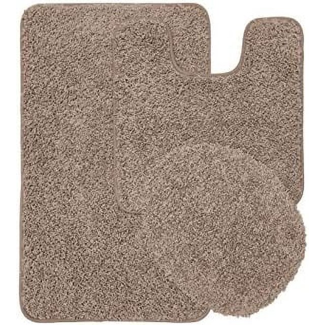3 Piece Shaggy Bathroom Rug Set, Bath Mat, Rug, Lid Cover, Color (Lt