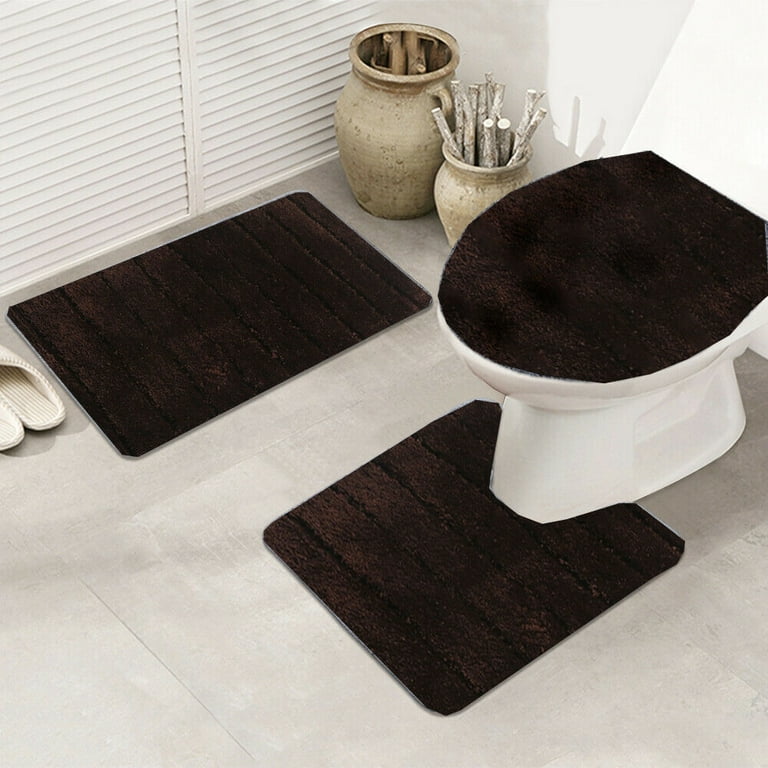 3PCS/Set Bathroom Bath Mat Absorbent Soft Bath Rug Shaggy Floor Carpet  Non-slip