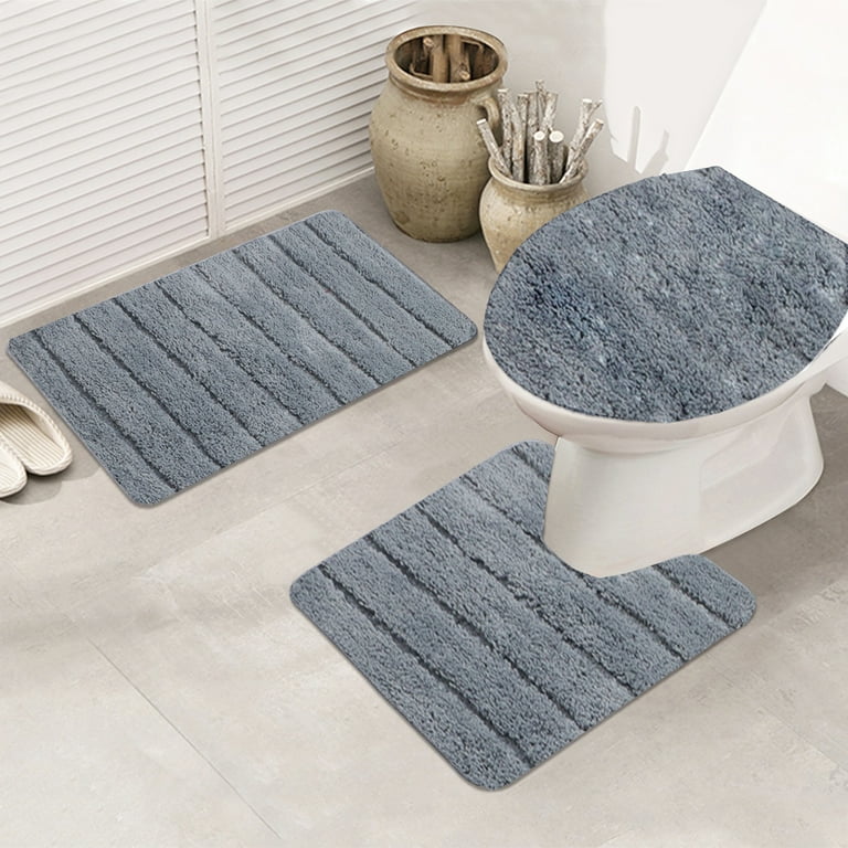 Deconovo Bathroom Rugs, 17x24 , Non-Slip Chenille Bath Rug, Quick Dry  Absorbent Bathmats for Shower Floor, Blue