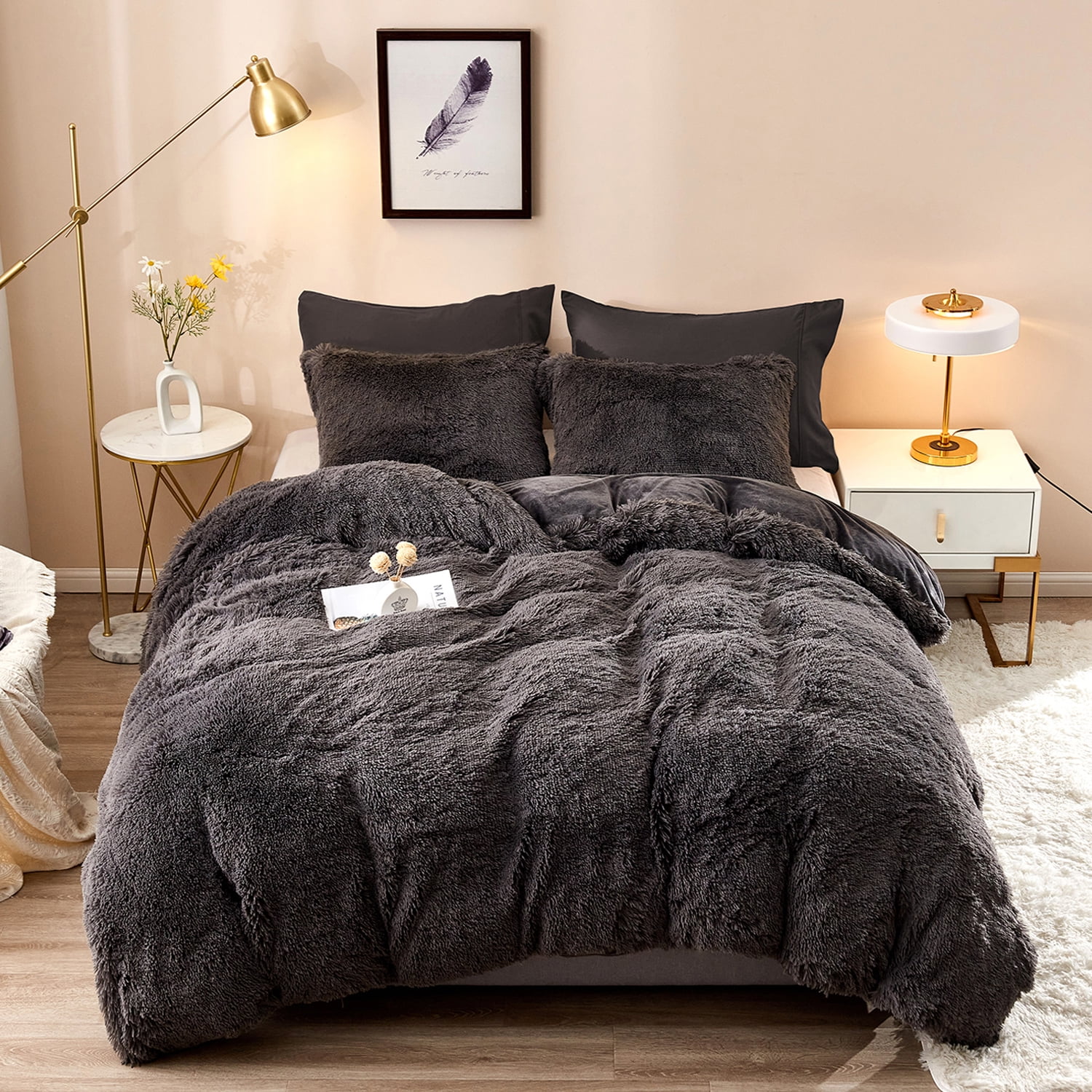 3 Piece Shaggy Duvet Cover Set