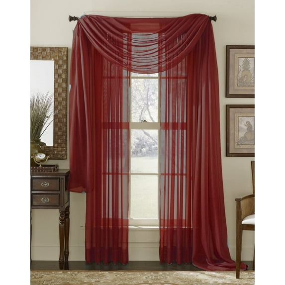 3 Piece Sheer Panel (2 Pieces 58" x 84") and Scarf Window (1 Pieces 37" x 216") Curtain Combo Set