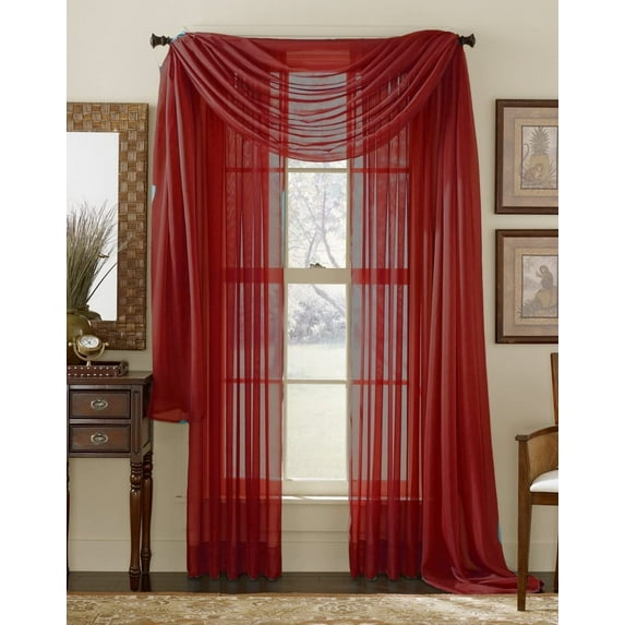 3 Piece Sheer Panel (2 Pieces 58" x 84") and Scarf Window (1 Pieces 37" x 216") Curtain Combo Set