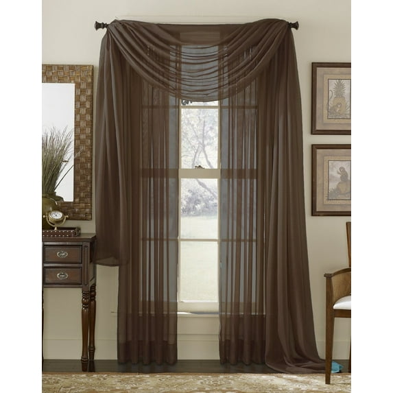 Decotex Elegance Rod Pocket Sheer Curains, 55” x 63” (2 Panels)