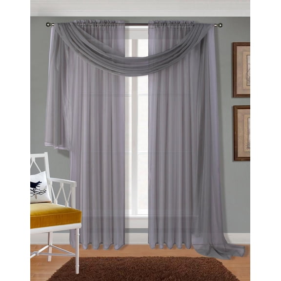 3 Piece Sheer Panel & Scarf Window Treatment Set | Decotex