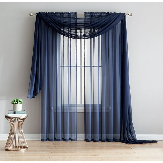3 Piece Sheer Panel & Scarf Window Treatment Set | Decotex