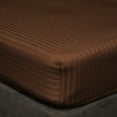 thumbnail image 1 of 3 Piece Sheets - 1 Piece Fitted Sheet & 2 Pillowcases, 450 Thread Count - 100% Egyptian Cotton, Deep Pocket of 14" Inch, Ultra-Soft and All Around Elastic Snug Fit (Queen Size - Chocolate Stripe), 1 of 3