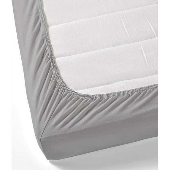 3 Piece Sheets - 1 Piece Fitted Sheet & 2 Pillowcases, 450 Thread Count - 100% Egyptian Cotton, Deep Pocket of 14" Inch, Ultra-Soft and All Around Elastic Snug Fit (Twin-XL Size - Light Grey Solid)